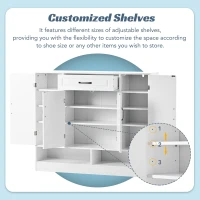 Sleek and Modern Shoe Cabinet with Adjustable Shelves, Minimalist Shoe Storage Organizer, Space-Saving Design, 47.5" L x 12" W x 39.5" H, White(m-6)