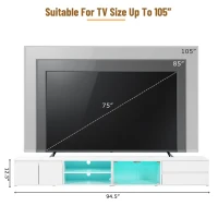Vinsetto Modern APP Controlled LED TV Stand for TVs Up to 105", Faux Marble Media Console, with Tempered Glass Doors, 2 Drawers & Cabinets, White(m-9)