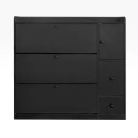 Vinsetto Versatile Shoe Cabinet with 3 Flip Drawers, Pull-Down Seat, Adjustable Shelves, and Maximum Storage, 47" L x 9.5" W x 47.5" H, Black(m-2)