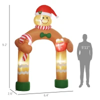 Outsunny 9.2' Inflatable Gingerbread Man Arch w/ White LED Lights, Blow-Up Outdoor Display for Party(m-3)