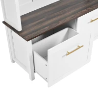Vinsetto Versatile 4-in-1 Hall Tree with 6 Hooks, Wood Grain Bench, Multiple Storage, and 2 Drawers, 47" L x 15.5" W x 76.5" H, White(m-9)