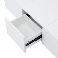Coffee Table with Hidden Storage, Extendable Cocktail Table with Drawers, Sliding Top for Living Room, 39.5" L x 22" W x 12.5" H, White(m-10)