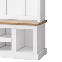 Vinsetto Wooden Entryway Hall Tree with Storage Bench, 6 Hooks, Shoe Cabinet with 13 Compartments, Elegant Coat Rack, 59" L x 18" W x 79" H, White(m-11)