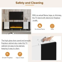 Modern TV Stand for TVs up to 78" with Electric Fireplace, Media Console with Cabinets, Entertainment Center, 68" L x 13.5" W x 21.5" H, White(m-7)