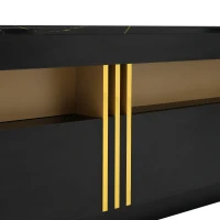 Vinsetto Luxury TV Stand with High Gloss Faux Marble Top for TVs Up to 78", Media Console with Golden Panel Design and 3 Drawers, Black+Gold(m-9)