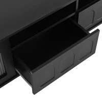 Vinsetto TV Stand with LED Light Strip for TVs Up to 80", Entertainment Center with Glass Doors, Cable Management, 71" L x 12" W x 19" H, Black(m-11)