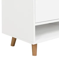 Sleek and Contemporary Shoe Cabinet with Adjustable Shelves, Solid Wood Legs, and Ample Storage, 55.5" L x 14" W x 39.5" H, White(m-11)