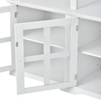 Modern Multifunctional TV Stand for TVs Up to 70" with Glass Door and Bridge, Minimalism Entertainment Wall Unit, 104" L x 15" W x 78.5" H, White(m-12)