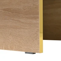 Minimalist High Gloss Coffee Table with 2 Drawers, Storage Rectangle Sofa Table, with Golden Wood Legs, 47" L x 31.5" W x 15.5" H, White(m-11)