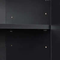 Elegant Shoe Cabinet with Arched Doors and Drawer, Adjustable Shelves, Solid Wood Legs, 47.5" L x 14.5" W x 43.5" H, Black(m-12)