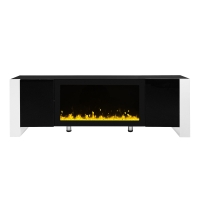 Modern TV Stand for TVs up to 78" with Electric Fireplace, Media Console with Cabinets, Entertainment Center, 68" L x 13.5" W x 21.5" H, Black