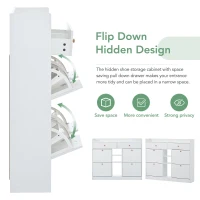 Vinsetto Modern Shoe Cabinet with 4 Flip Drawers, 2-Tier Shoe Storage Organizer, Shoe Rack for Entrance Hallway, 50.5" L x 9.5" W x 42.5" H, White(m-6)
