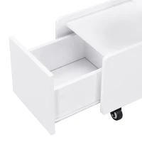 Mobile Multi-Layer Storage End Table with Lockable Wheels, Cream Style Side Table, 12" Narrow Nightstand, 31.5" L x 12" W x 21.5" H, White(m-10)
