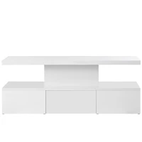 Vinsetto Modern Glossy 2-Tier Rectangle Coffee Table with Drawer, LED Lighting, Center Table for Living Room, 39.5" L x 19.5" W x 15.5" H, White(m-13)