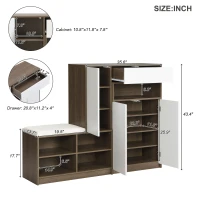 Vinsetto 2-in-1 Shoe Storage Bench & Cabinet, Multi-functional Shoe Rack with Padded Seat and Adjustable Shelves, 55.5" L x 14" W x 43.5" H, White(m-3)