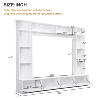 Vinsetto Modern Large Wall Unit Entertainment Center with Bookshelves for TVs Up to 78", 4-in-1 TV Stand with Cabinets, Open Shelves, White(m-3)