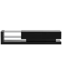 Vinsetto 71" TV Stand for 75" TV with Media Storage Cabinets, 16-Color RGB LED Lights, Modern High Gloss Entertainment Center, Black(m-2)