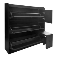 Vinsetto Versatile Shoe Cabinet with 3 Flip Drawers, Pull-Down Seat, Adjustable Shelves, and Maximum Storage, 47" L x 9.5" W x 47.5" H, Black(m-11)