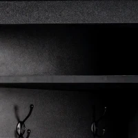 Minimalist Corner Hall Tree with Shoe Bench, 4 Hooks and Adjustable Shelf, Versatile Entryway Coat Rack Stand, 29.5" L x 18" W x 71.5" H, Black(m-11)