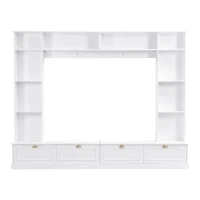 Vinsetto Modern Large Wall Unit Entertainment Center with Bookshelves for TVs Up to 78", 4-in-1 TV Stand with Cabinets, Open Shelves, White(m-2)