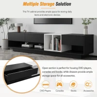 Vinsetto Functional TV Stand with Open and Hidden Storage, Sleek and Stylish TV Stand, Two-Tone Media Console for TVs Up to 80", Black(m-6)