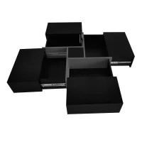 Coffee Table with 4 Hidden Storage Compartments, Extendable Sliding Tabletop, UV High-Gloss Design, 31.5"x31.5", Black(m-12)