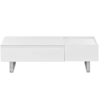 Vinsetto Multi-functional Coffee Table with Lifted Tabletop, Contemporary Design, Metal Frame Legs, High-gloss Surface, 45" L x 26.5" W x 14" H, White(m-12)