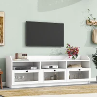Vinsetto Sleek & Modern TV Stand with Acrylic Board Door, Media Console for TVs Up to 65", Ample Storage Space, 63" L x 12" W x 21.5" H, White(m-1)
