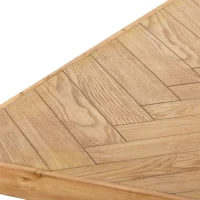 Rectangle Natural Wood Coffee Table with Metal Black Chevron Pattern Legs, Cocktail Table for Living Room, Easy Assembly, 43" L x 19.5" W x 18" H(m-10)