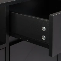 Elegant Shoe Cabinet with Arched Doors and Drawer, Adjustable Shelves, Solid Wood Legs, 47.5" L x 14.5" W x 43.5" H, Black(m-10)