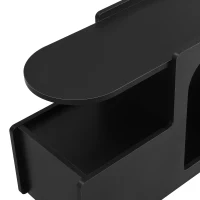 Mobile Multi-Layer Storage End Table with Lockable Wheels, Cream Style Side Table, 12" Narrow Nightstand, 31.5" L x 12" W x 21.5" H, Black(m-11)