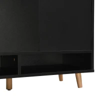 Sleek and Contemporary Shoe Cabinet with Adjustable Shelves, Solid Wood Legs, and Ample Storage, 55.5" L x 14" W x 39.5" H, Black(m-11)
