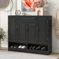 Vinsetto Sleek and Modern Shoe Cabinet with Adjustable Shelves, Minimalist Shoe Storage Organizer, Space-Saving Design, 47.5" L x 12" W x 39.5" H, Black(m-4)