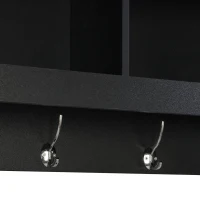 Shoe Cabinet Storage with Shelves and 4 Hooks, Elegant Hall Tree with Wall Mounted Coat Rack, Entryway Organizer for Hallway, Mudroom, Black(m-9)