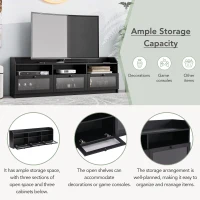 Vinsetto Sleek & Modern TV Stand with Acrylic Board Door, Media Console for TVs Up to 65", Ample Storage Space, 63" L x 12" W x 21.5" H, Black(m-6)