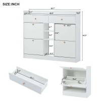 Vinsetto Modern Shoe Cabinet with 4 Flip Drawers, 2-Tier Shoe Storage Organizer, Shoe Rack for Entrance Hallway, 50.5" L x 9.5" W x 42.5" H, White(m-3)
