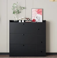 Vinsetto Versatile Shoe Cabinet with 3 Flip Drawers, Pull-Down Seat, Adjustable Shelves, and Maximum Storage, 47" L x 9.5" W x 47.5" H, Black(m-4)