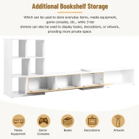 Vinsetto Extendable TV Stand with 3-Tier Bookshelves, Adjustable Center with Storage Cabinets, Sliding Tabletop Media Console for TVs up to 110", White(m-8)