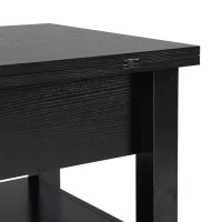 Vinsetto Lift Top Coffee Table with Multi-Functional Open Shelves, Modern Lift Tabletop Dining Table for Living Room, 42" L x 40" W x 25.5" H, Black(m-11)