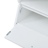 Glass-Top Coffee Table with Open Shelves and Cabinets, Geometric Style, 2-Tier Center Table for Living Room, 45" L x 22" W x 15" H, White(m-10)