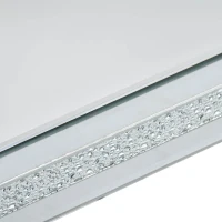 Vinsetto Set of 3 Fashionable Modern Glass Mirrored Coffee Table with 2 End Tables, Crystal Cocktail Table for Apartment, Easy Assembly, Silver(m-11)