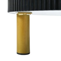 Stackable Coffee Table Set with 2 Drawers, Nesting Tables with Tempered Glass and High Gloss Marble Tabletop, Table for Living Room, Golden Black(m-10)