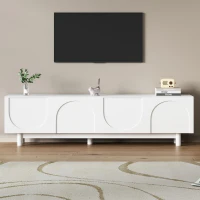 Graceful TV Stand with Arch Cabinets for TVs Up to 78", Minimalist Entertainment Center with Adjustable Shelves and Cable Management, White(m-4)