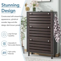 Minimalist Slim Shoe Cabinet with Hanging Hooks, 3 Flip Drawers, Adjustable Shelves, and Large Storage Capacity, 31.5" L x 9.5" W x 48" H, Black(m-5)