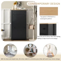 Vinsetto Functional Shoe Cabinet with 2 Flip Drawers, Wood Grain Top, Adjustable Shoe Rack, Free Standing Shoe Cabinet, 24" L x 9.5" W x 47.5" H, Black(m-6)