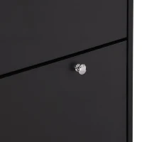 Vinsetto Narrow Design Shoe Cabinet with 3 Flip Drawers, Wood Grain Top, Adjustable Shelves, and 3 Hooks, 31.5" L x 9.5" W x 48" H, Black(m-11)