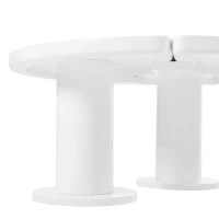Round Petal-Shaped Coffee Table with Thick Legs and Sleek Edges, Minimalist Design, 39.5" Diameter, Easy Assembly, White(m-10)