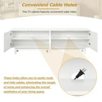 Graceful TV Stand with Arch Cabinets for TVs Up to 78", Minimalist Entertainment Center with Adjustable Shelves and Cable Management, White(m-7)