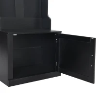 Vinsetto Minimalist Slim Hall Tree with Cabinet & 6 Hanging Hooks, Multi-functional Storage, Elegant Foyer Cabinet for Hallway, Living Room, Black(m-10)