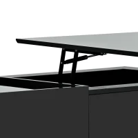 Vinsetto Multi-functional Coffee Table with Lifted Tabletop, Contemporary Design, Metal Frame Legs, High-gloss Surface, 45" L x 26.5" W x 14" H, Black(m-9)